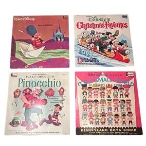 Walt Disney Bundle 4 Vintage Classic Records Pinocchio Christmas Fav Small World